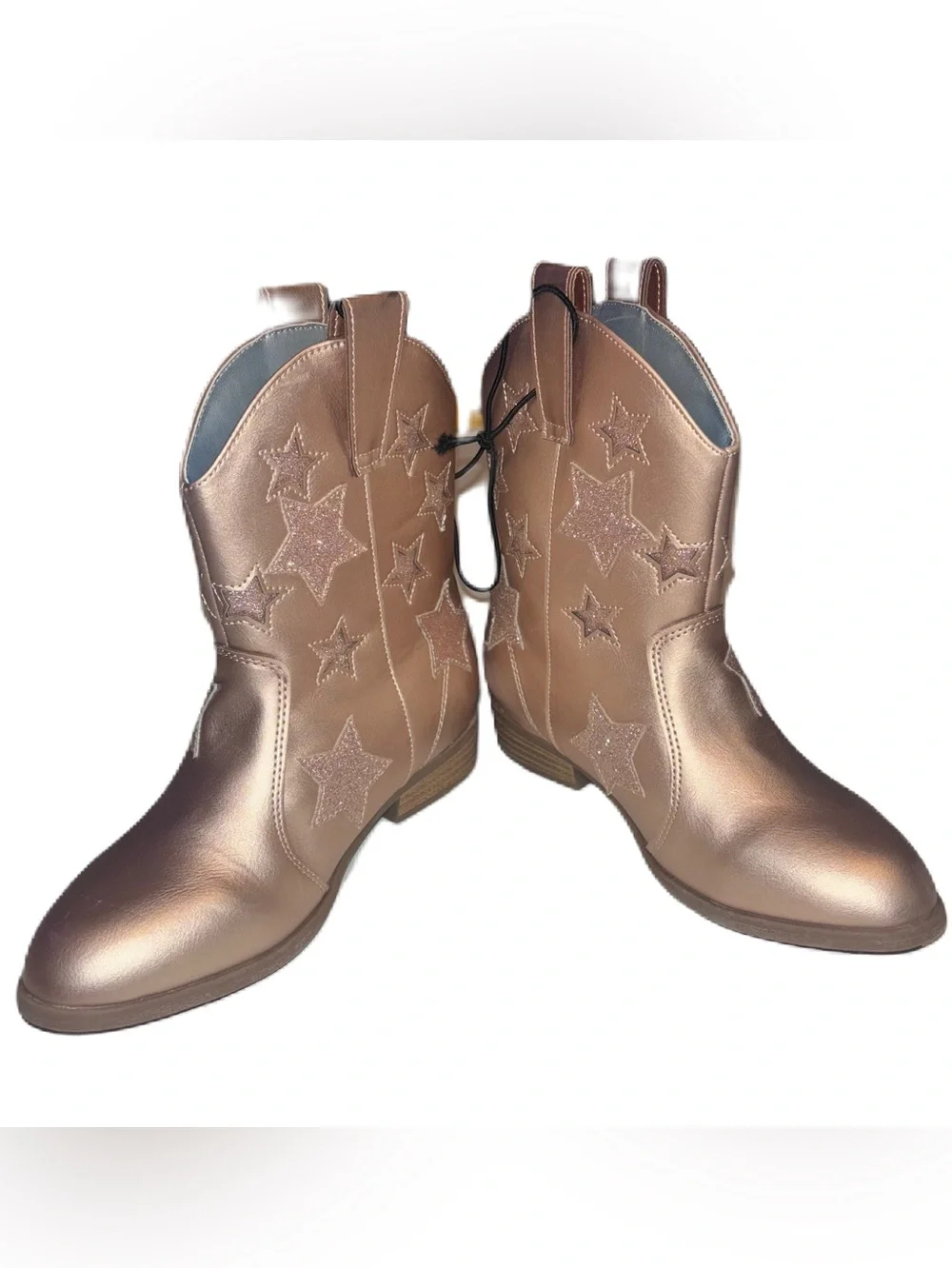 Thereabouts Girls Metallic Sienna Rose Gold Stars Western Cowgirl Ankle Boots 2